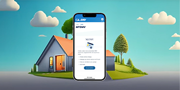 Phone displaying MyDMV screen.